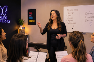 Aula de canto em grupo
