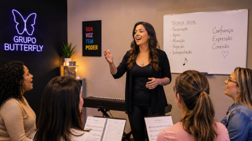 Aula de canto em grupo